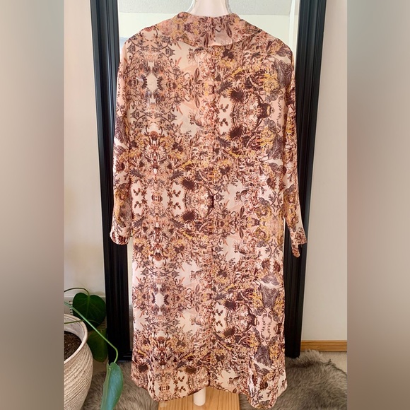BCBGENERATION Long Sheer Floral Browns Kimono - Picture 5 of 5